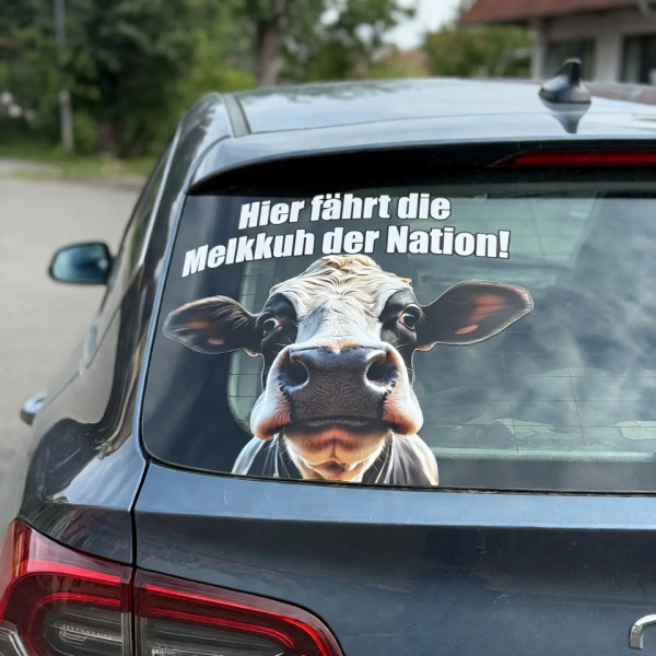 Auto-Warnaufkleber »Melkkuh der Nation«, Variante 01