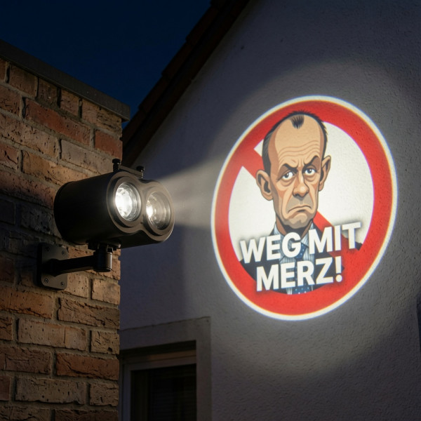 LED-Projektor mit politischen Motiven
