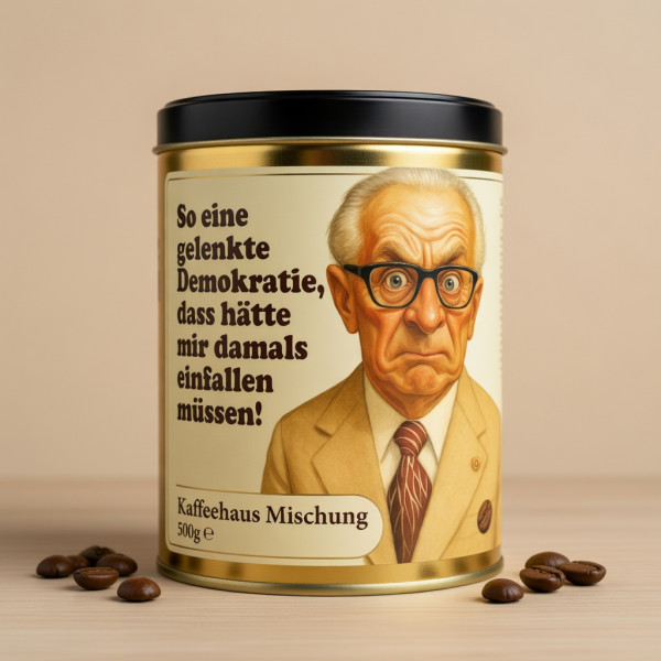 Kaffeedosen mit politischem Aufdruck
